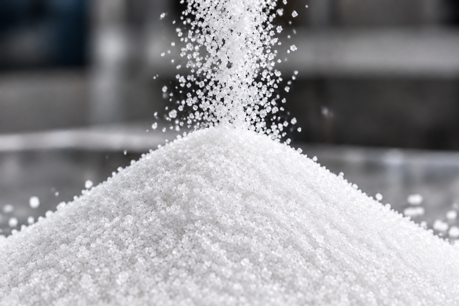 Falling salt Synthetic sea salt crystals being poured onto a pile of salt